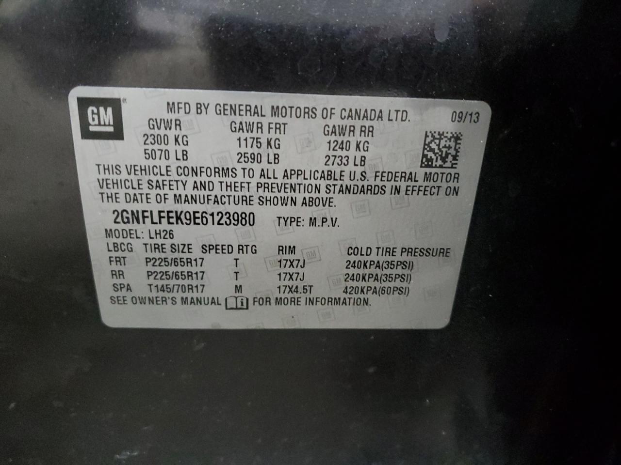 2014 Chevrolet Equinox VIN 2GNFLFEK9E6123980 Copart auction photo, all over / undercarriage damage thumbnail 14