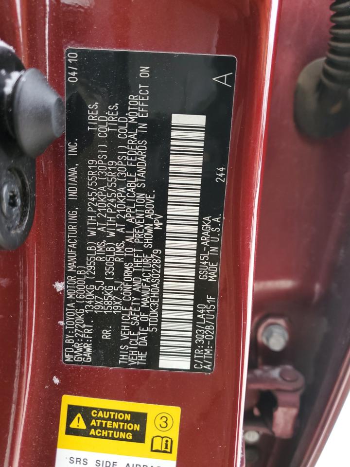 2010 Toyota Highlander VIN 5TDDK3EH0AS022879 Copart auction photo, side / front end damage thumbnail 15