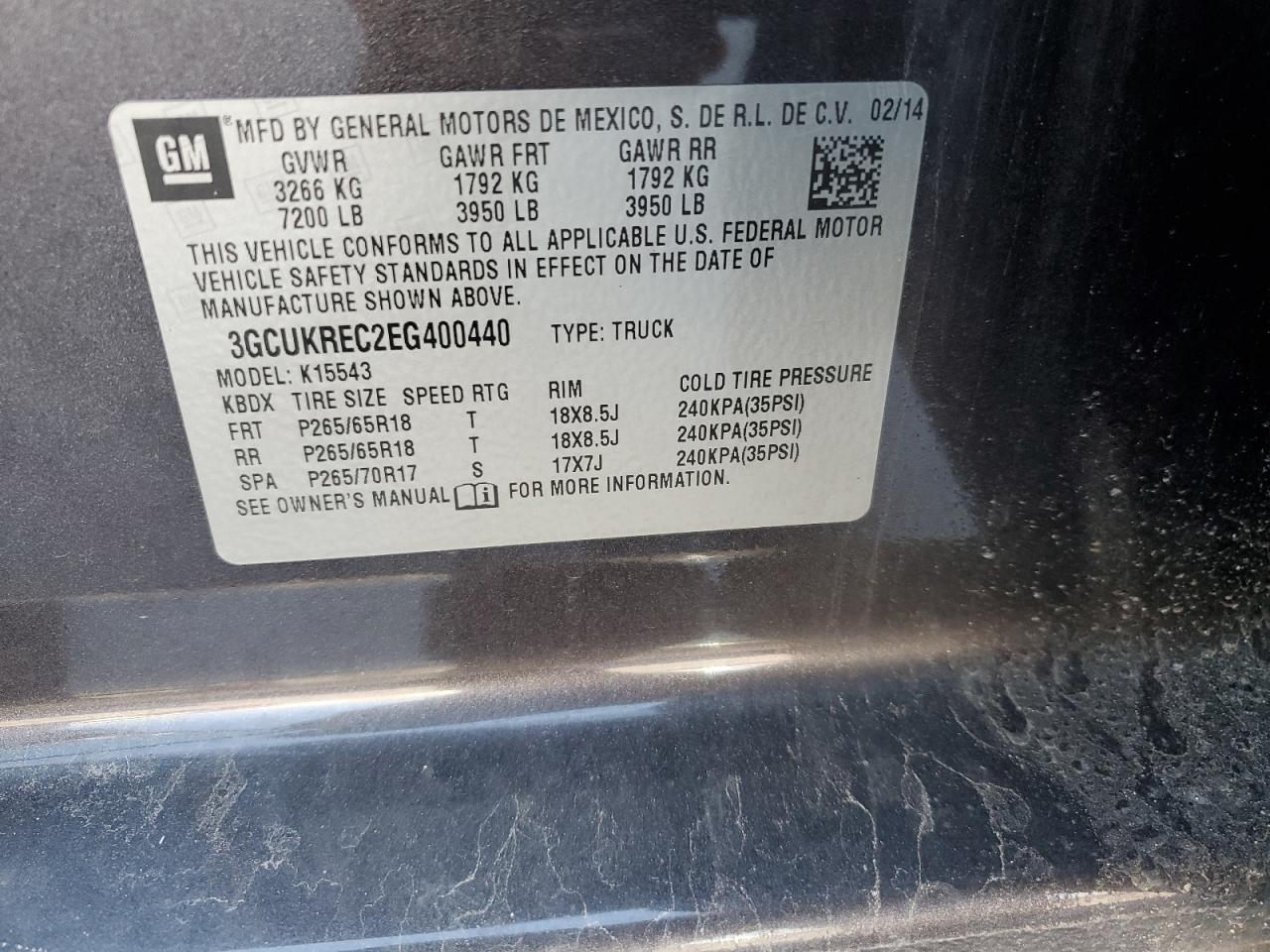 2014 Chevrolet Silverado VIN 3GCUKREC2EG400440 Copart auction photo, front end damage thumbnail 13