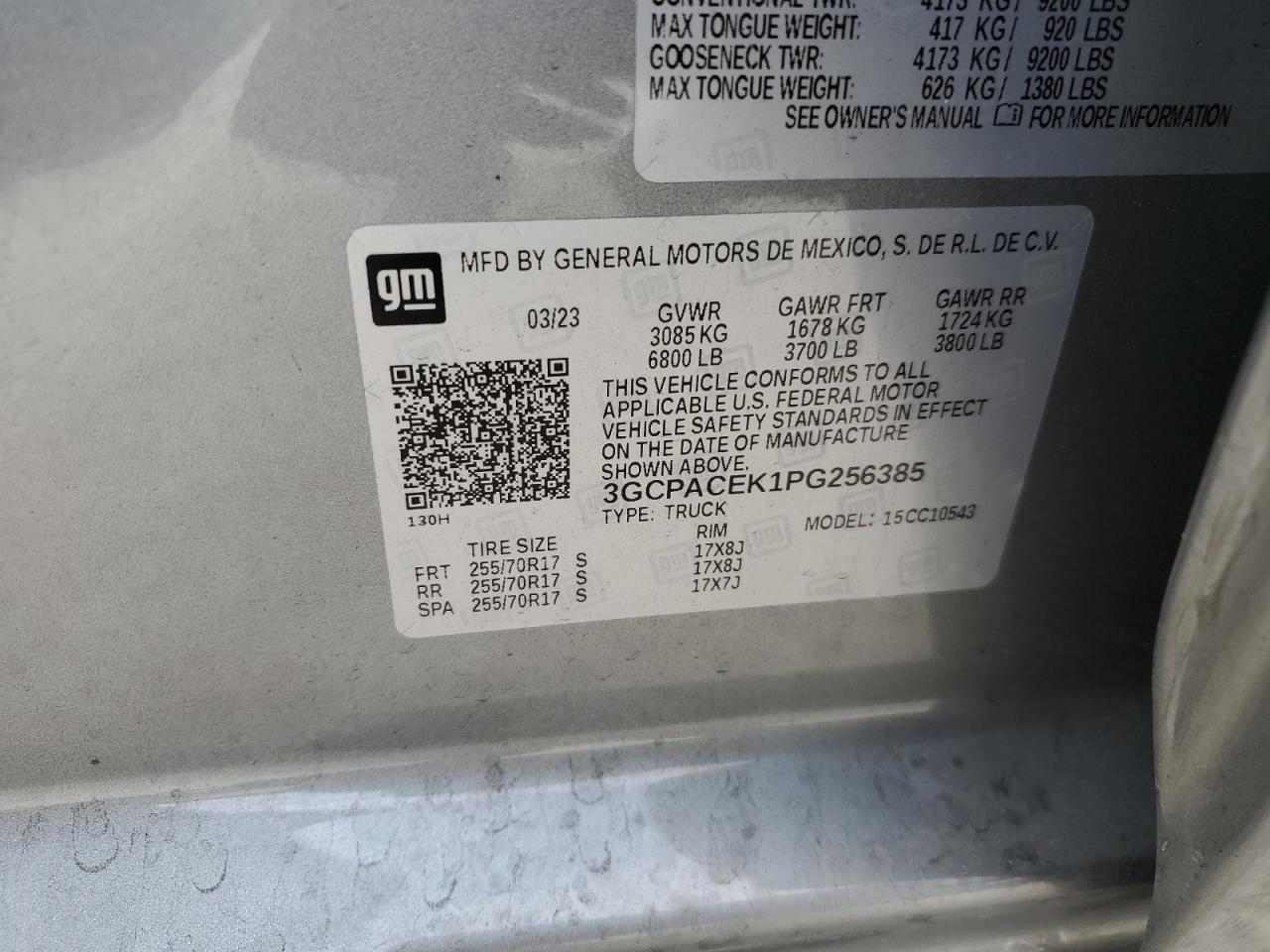 2023 Chevrolet Silverado VIN 3GCPACEK1PG256385 Copart auction photo, all over damage thumbnail 13