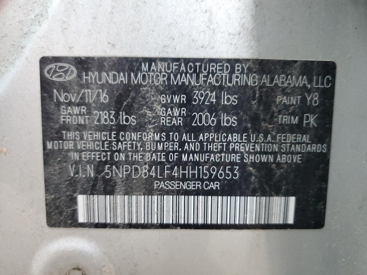 2017 Hyundai Elantra VIN 5NPD84LF4HH159653 Copart auction photo, front end / minor dent/scratches damage thumbnail 13
