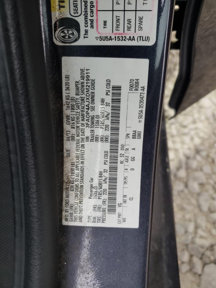 2013 Ford Fiesta VIN 3FADP4AJXDM219911 Copart auction photo, front end / mechanical damage thumbnail 12