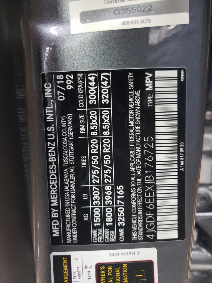 2018 Mercedes-Benz GLS-klasse VIN 4JGDF6EEXJB176725 Copart auction photo, all over damage thumbnail 13