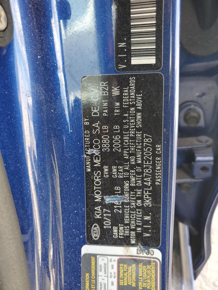 2018 KIA Forte VIN 3KPFL4A78JE205787 Copart auction photo, water/flood damage thumbnail 13
