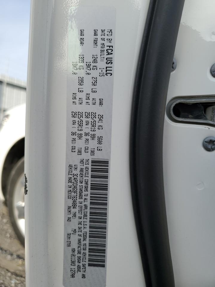 2015 Dodge Journey VIN 3C4PDDAG9FT634084 Copart auction photo, rear end damage thumbnail 12