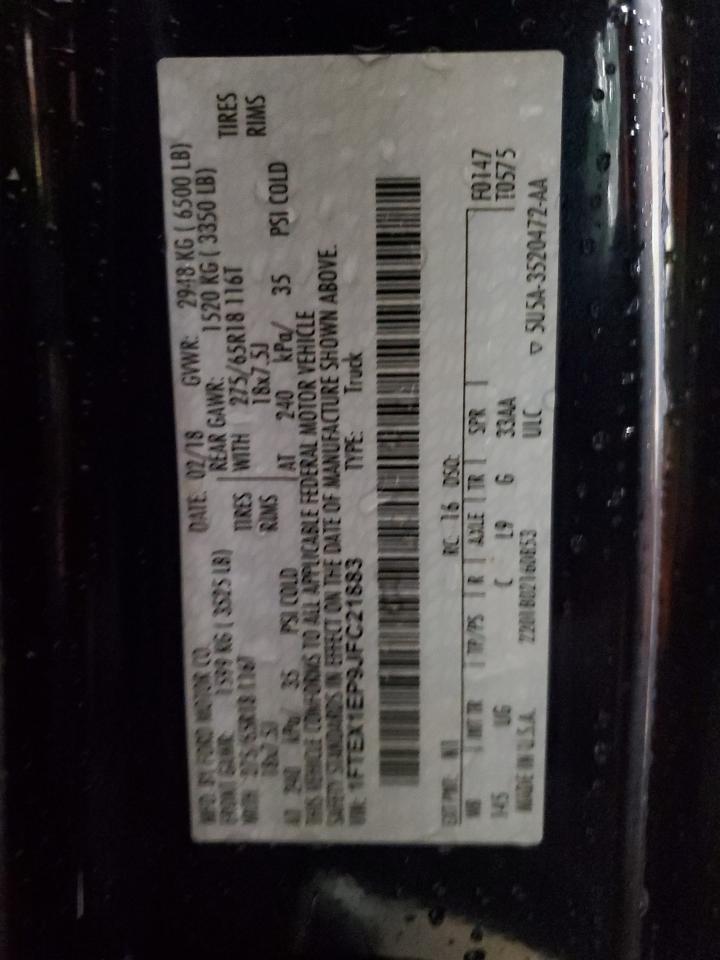 2018 Ford F-150 VIN 1FTEX1EP9JFC21883 Copart auction photo, front end / side damage thumbnail 13