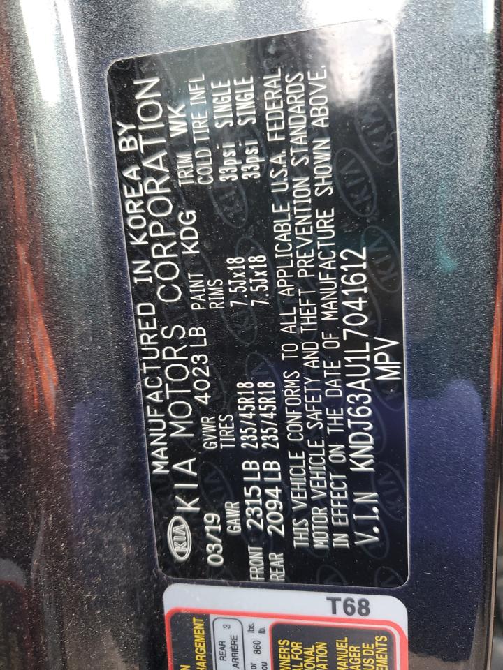 2020 KIA Soul VIN KNDJ63AU1L7041612 Copart auction photo, front end / rear end damage thumbnail 14