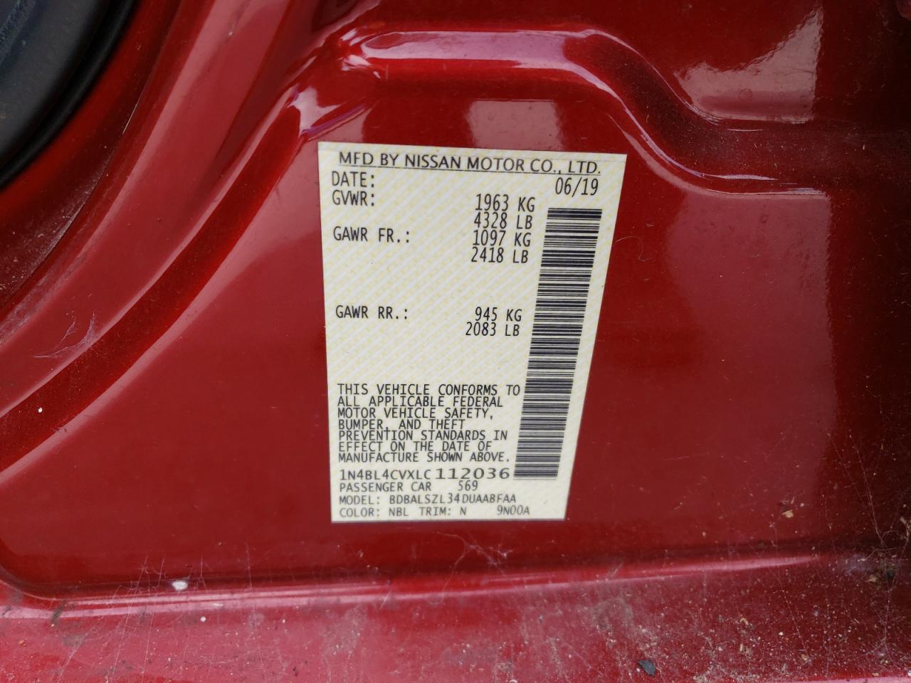2020 Nissan Altima VIN 1N4BL4CVXLC112036 Copart auction photo, side / front end damage thumbnail 12