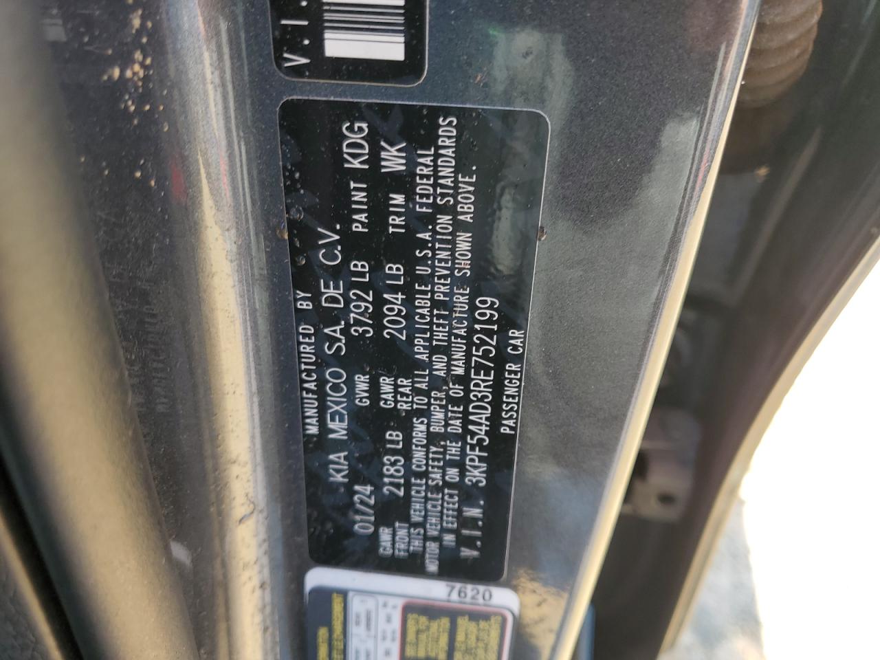 2024 KIA Forte VIN 3KPF54AD3RE752199 Copart auction photo, front end / side damage thumbnail 15