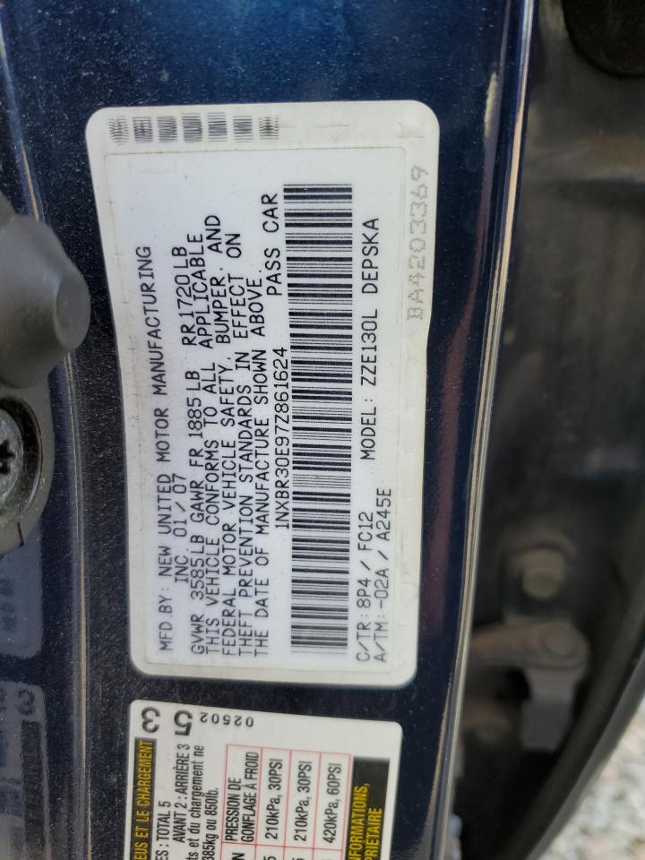 2007 Toyota Corolla VIN 1NXBR30E97Z861624 Copart auction photo, mechanical / rear end damage thumbnail 12