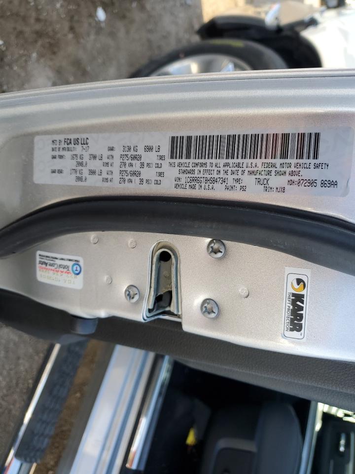 2017 RAM 1500 VIN 1C6RR6GT8HS847341 Copart auction photo, front end / undercarriage damage thumbnail 14