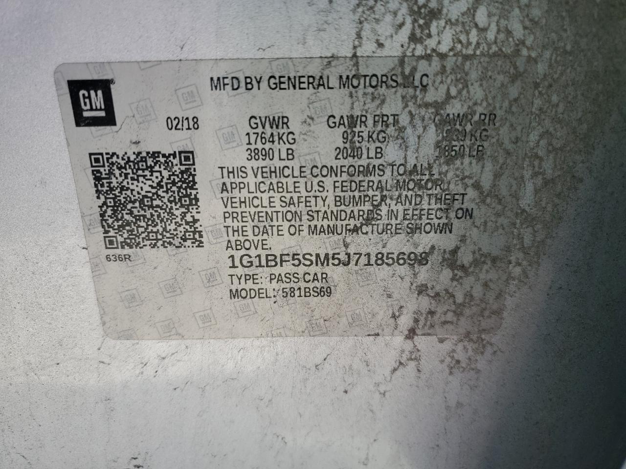 2018 Chevrolet Cruze VIN 1G1BF5SM5J7185698 Copart auction photo, front end / side damage thumbnail 12