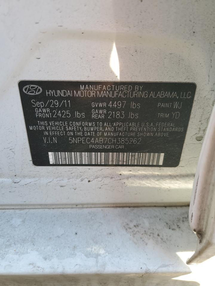 2012 Hyundai Sonata VIN 5NPEC4AB7CH385262 Copart auction photo, front end damage thumbnail 14