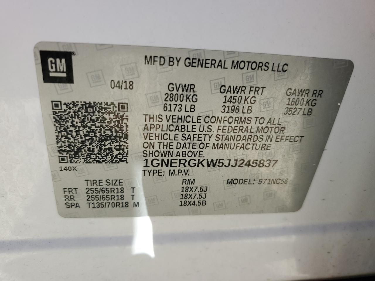 2018 Chevrolet Traverse VIN 1GNERGKW5JJ245837 Copart auction photo, front end / undercarriage damage thumbnail 16