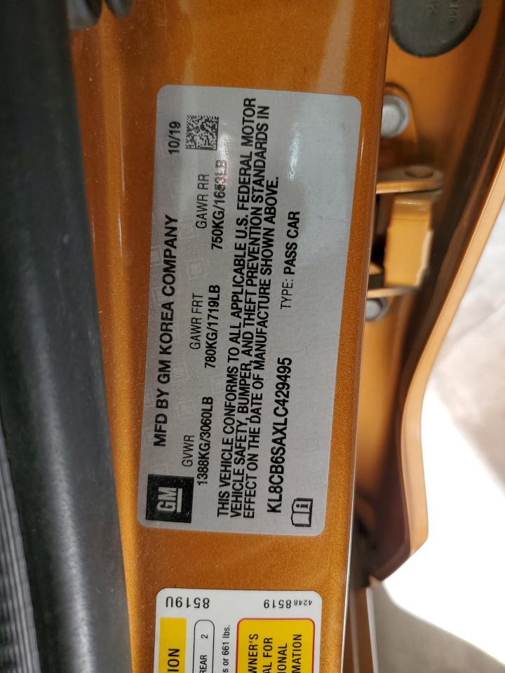 2020 Chevrolet Spark VIN KL8CB6SAXLC429495 Copart auction photo, front end / hail damage thumbnail 14
