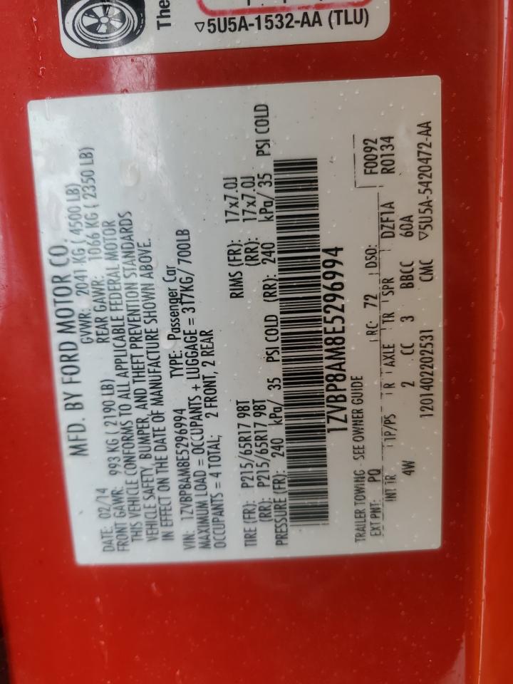 2014 Ford Mustang VIN 1ZVBP8AM8E5296994 Copart auction photo, side damage thumbnail 12