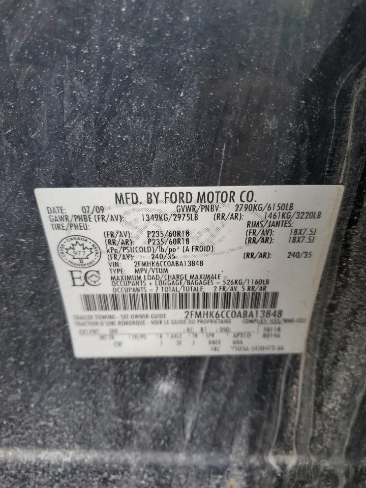 2010 Ford Flex VIN 2FMHK6CC0ABA13848 Copart auction photo, minor dent/scratches damage thumbnail 13