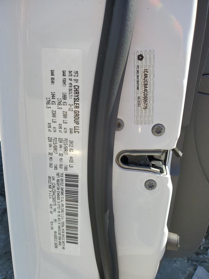 2012 Jeep Compass VIN 1C4NJCBA4CD605775 Copart auction photo, front end / minor dent/scratches damage thumbnail 14