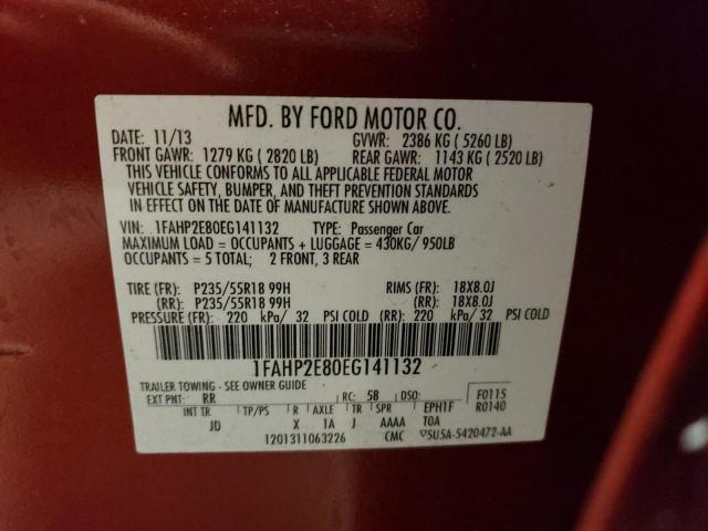 2014 Ford Taurus VIN 1FAHP2E80EG141132 Copart auction photo, front end damage thumbnail 12