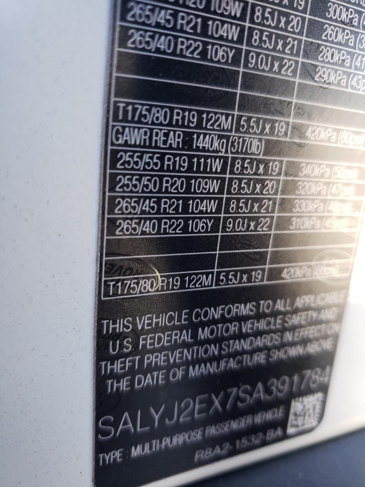 2025 Land Rover Range Rover VIN SALYJ2EX7SA391784 Copart auction photo, front end damage thumbnail 14