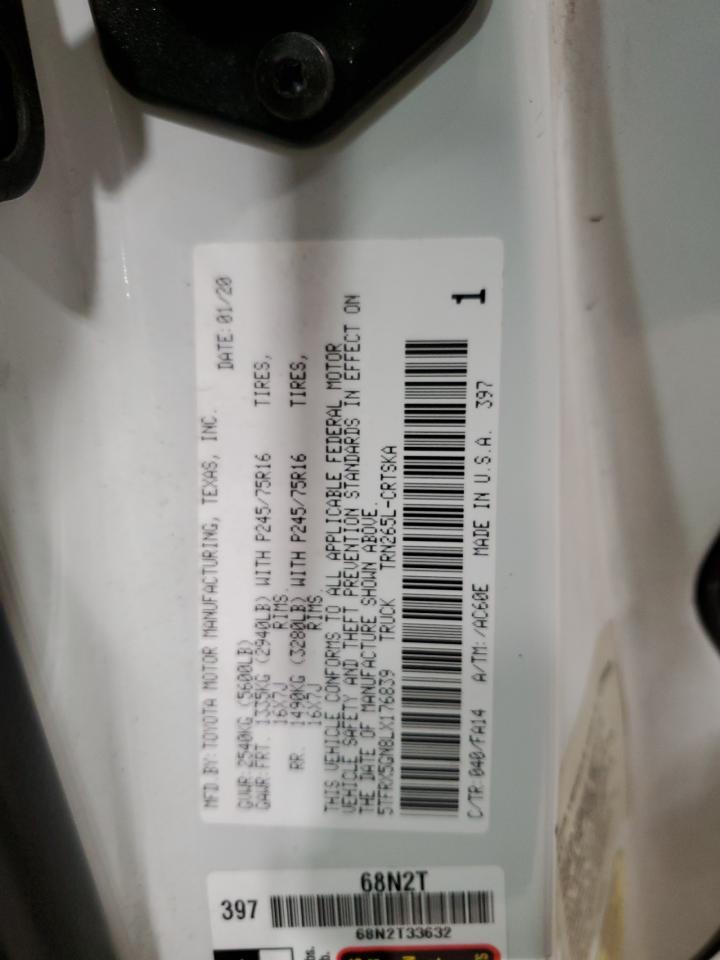 2020 Toyota Tacoma VIN 5TFRX5GN8LX176839 Copart auction photo, normal wear damage thumbnail 12