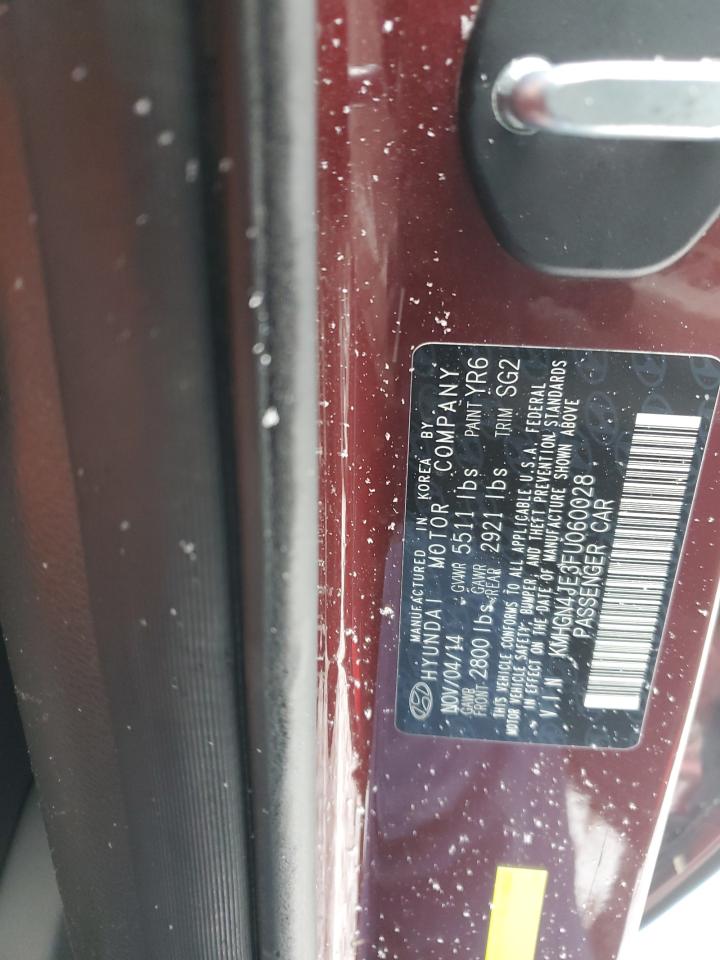 2015 Hyundai Genesis VIN KMHGN4JE3FU060028 Copart auction photo, rear end / front end damage thumbnail 14