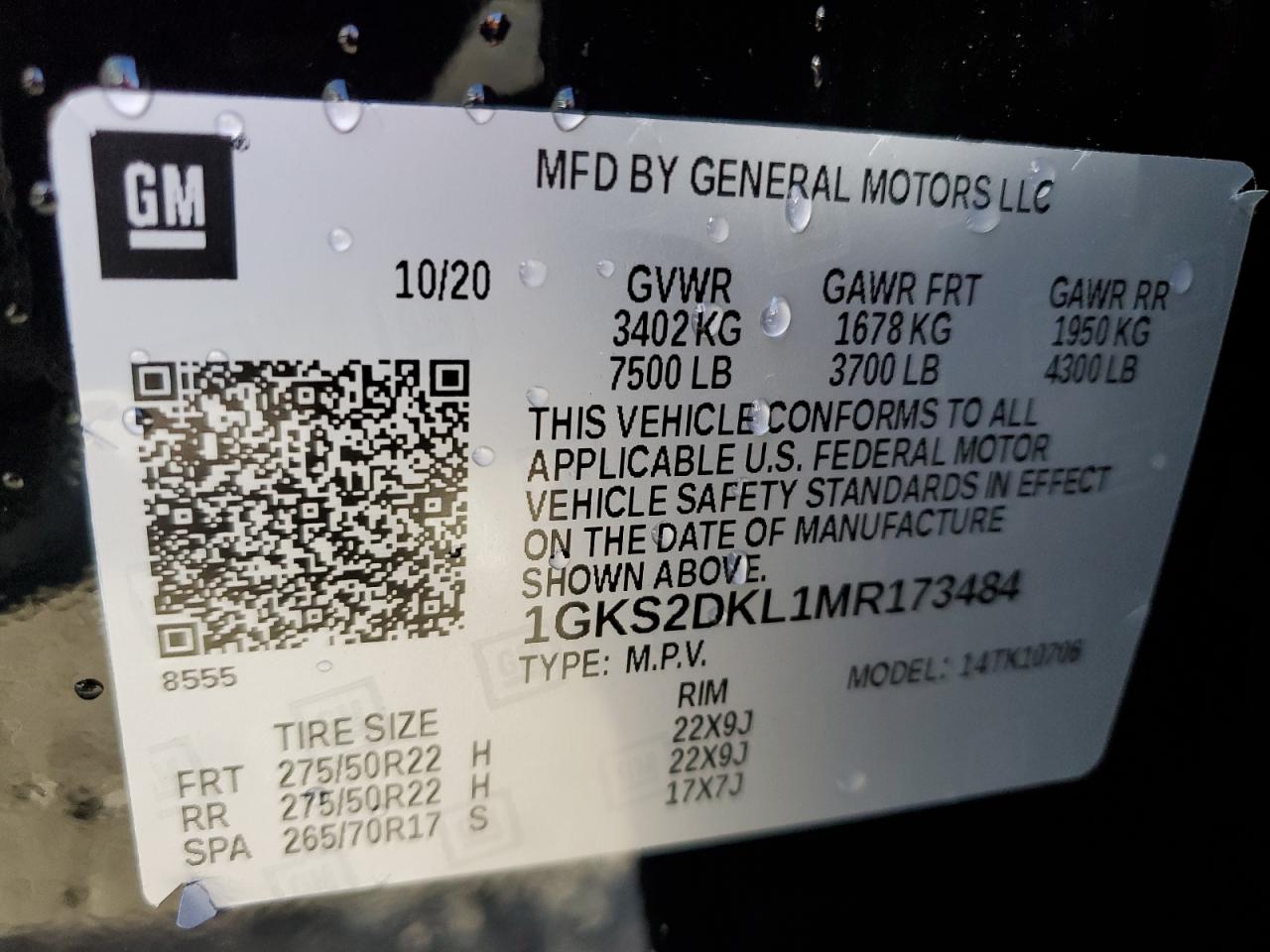 2021 GMC Yukon VIN 1GKS2DKL1MR173484 Copart auction photo, all over damage thumbnail 13