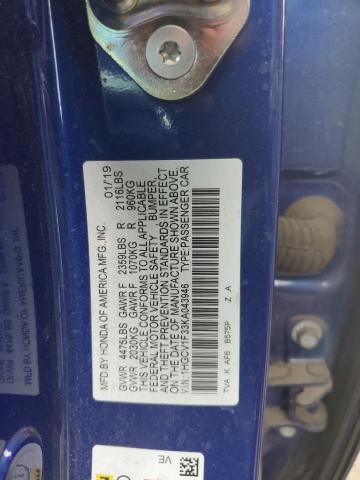 2019 Honda Accord VIN 1HGCV1F33KA043946 Copart auction photo, front end / hail damage thumbnail 13