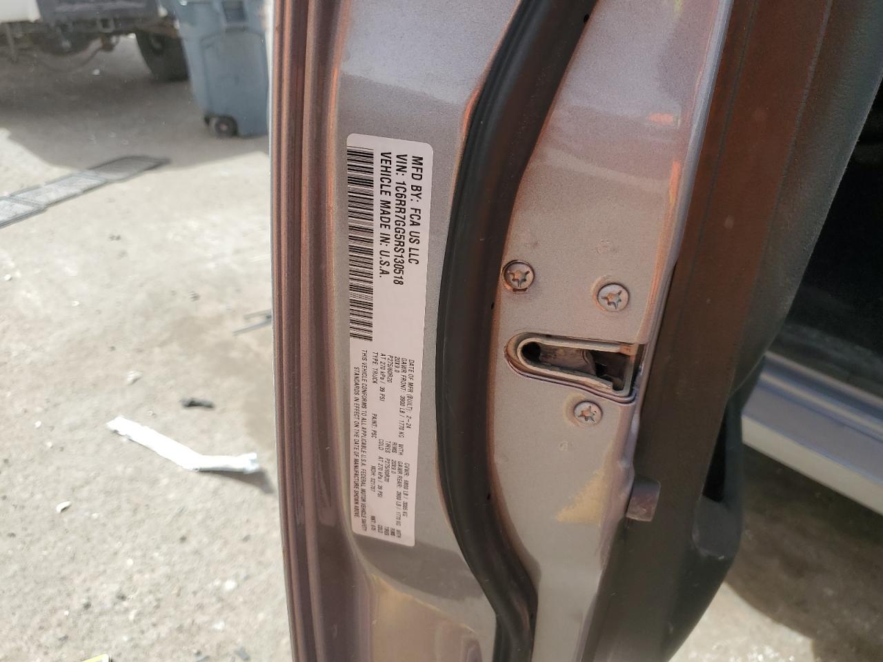 2024 RAM 1500 VIN 1C6RR7GG5RS130518 Copart auction photo, front end / rear end damage thumbnail 14