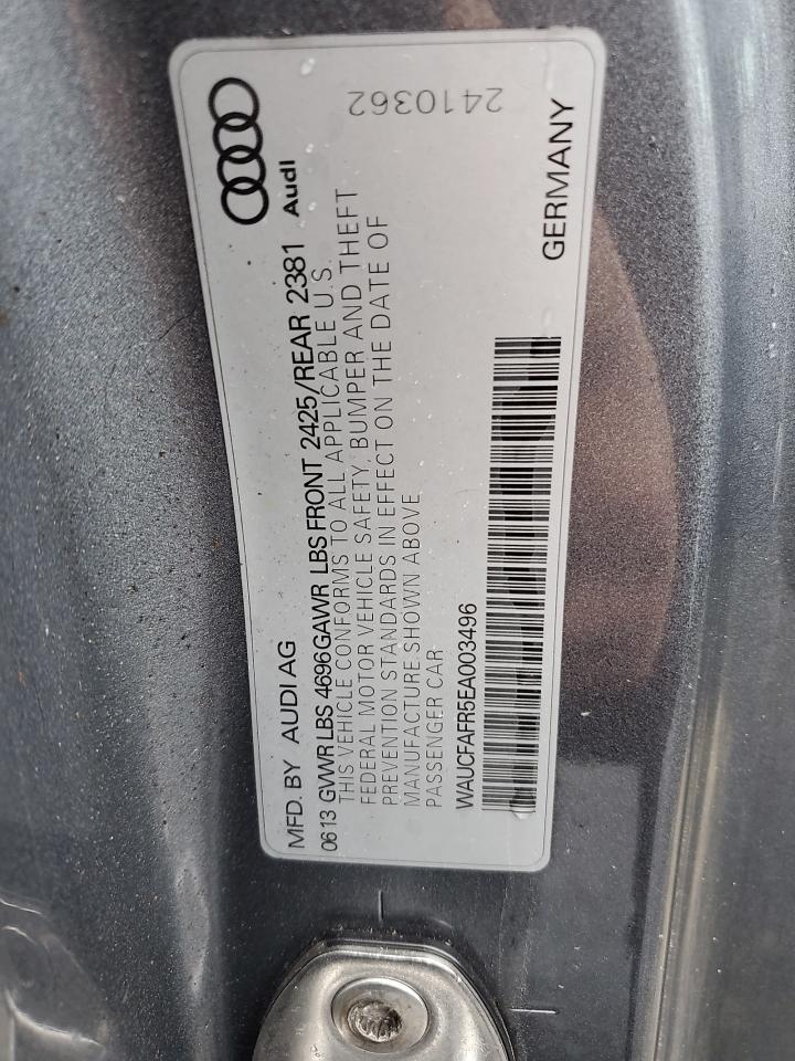 2014 Audi A5 VIN WAUCFAFR5EA003496 Copart auction photo, rear end / front end damage thumbnail 12