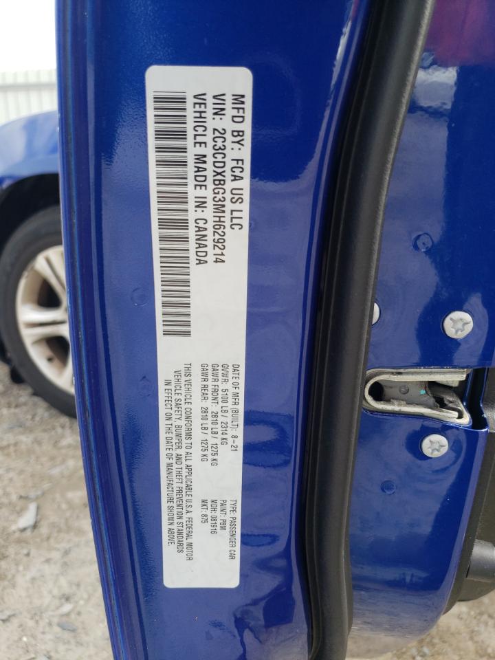 2021 Dodge Charger VIN 2C3CDXBG3MH629214 Copart auction photo, front end / minor dent/scratches damage thumbnail 14