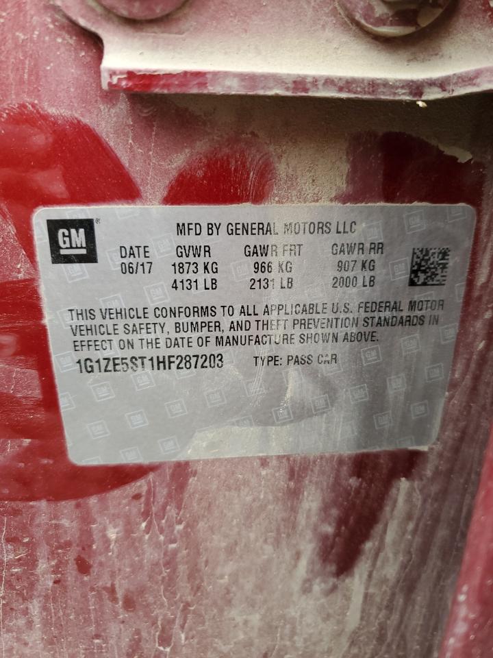 2017 Chevrolet Malibu VIN 1G1ZE5ST1HF287203 Copart auction photo, rear end damage thumbnail 14