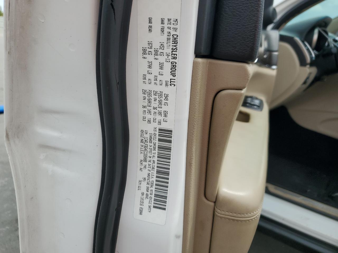 2014 Jeep Grand Cherokee VIN 1C4RJFBG4EC335088 Copart auction photo, front end damage thumbnail 15