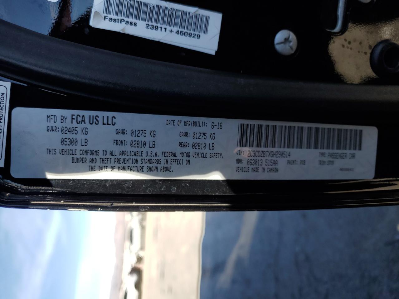 2016 Dodge Challenger VIN 2C3CDZBTXGH290514 Copart auction photo, front end damage thumbnail 12