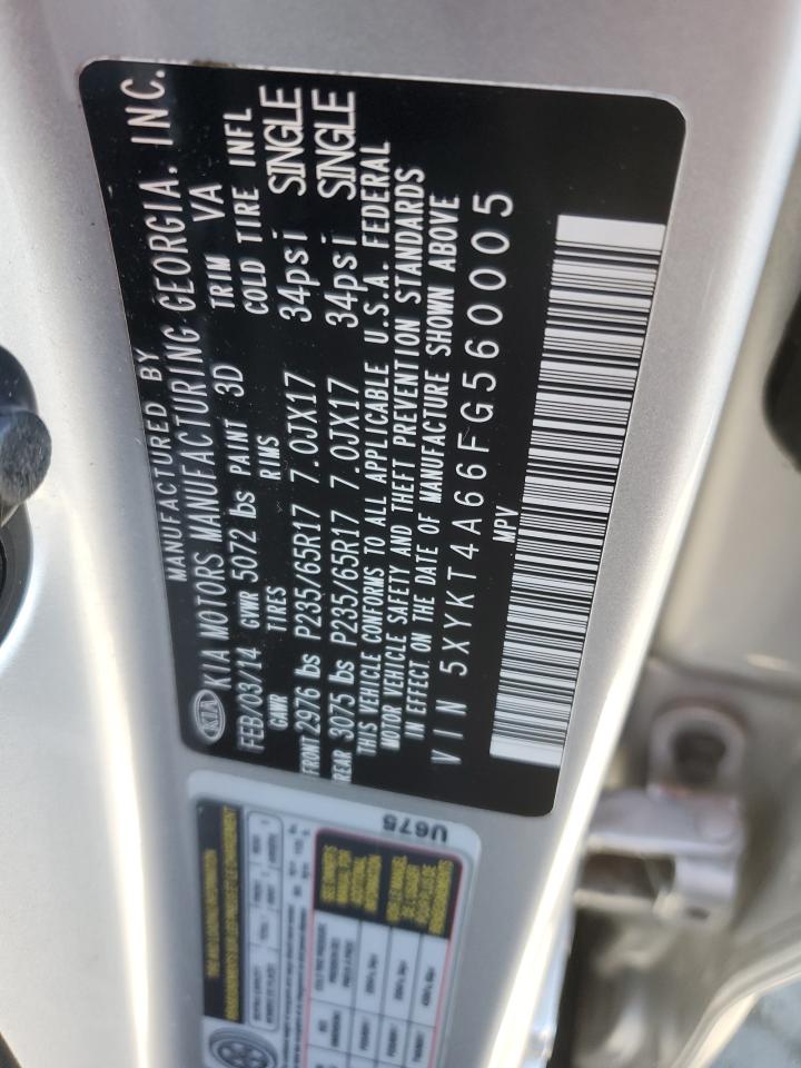 2015 KIA Sorento VIN 5XYKT4A66FG560005 Copart auction photo, front end damage thumbnail 13