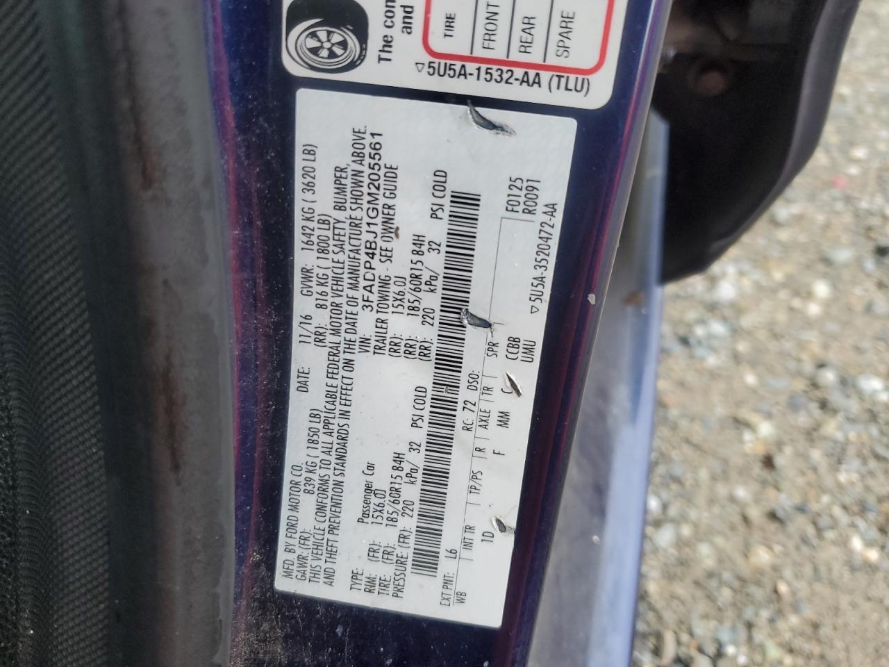 2016 Ford Fiesta VIN 3FADP4BJ1GM205561 Copart auction photo, front end / side damage thumbnail 13