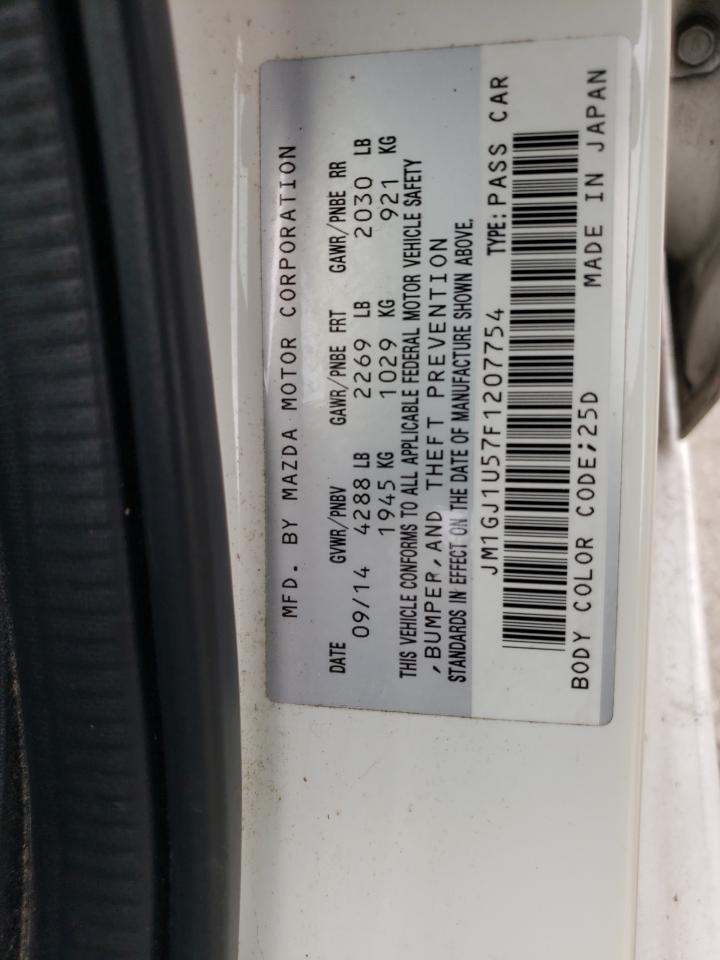 2015 Mazda 6 VIN JM1GJ1U57F1207754 Copart auction photo, front end / side damage thumbnail 12