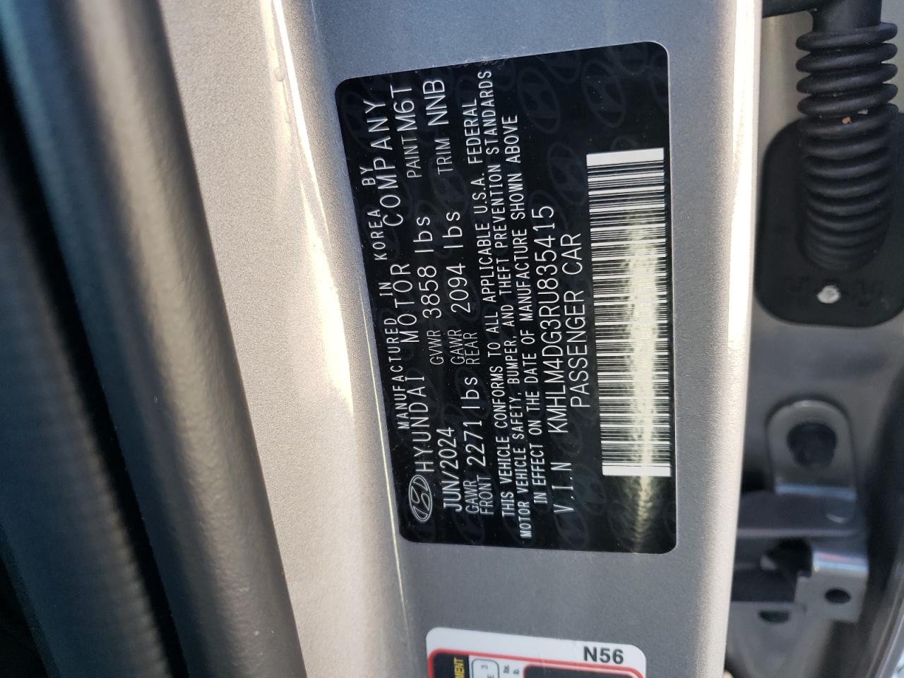 2024 Hyundai Elantra VIN KMHLM4DG3RU835415 Copart auction photo, front end / rear end damage thumbnail 13