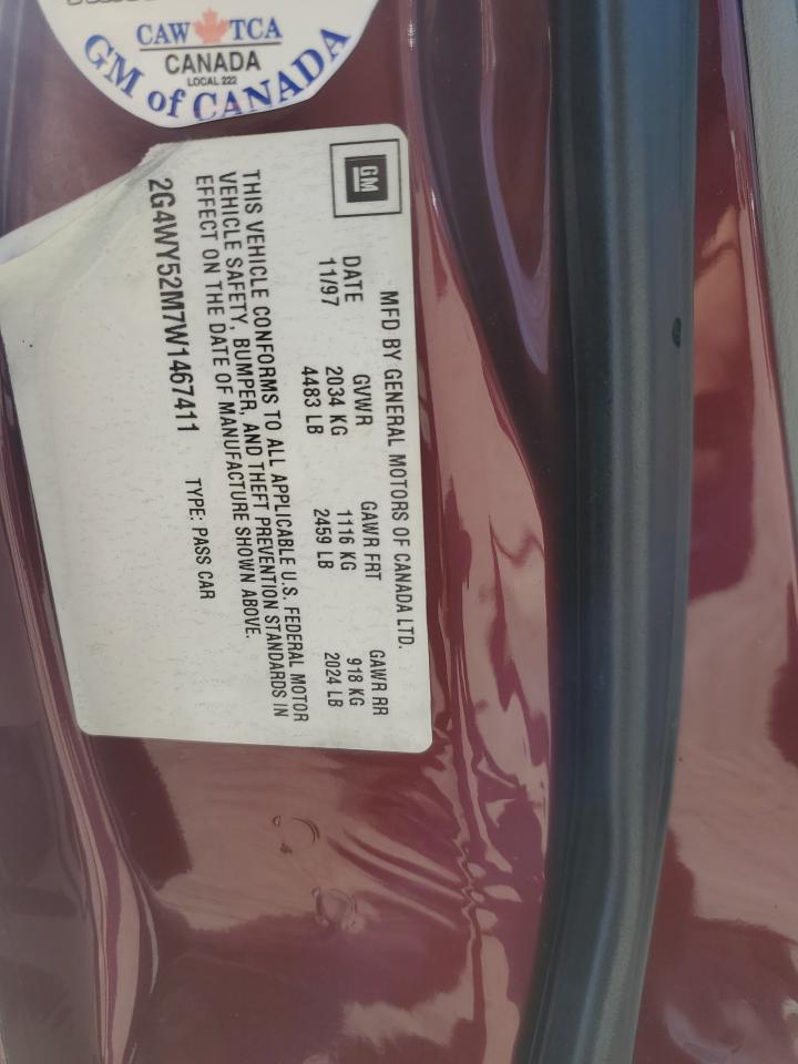1998 Buick Century VIN 2G4WY52M7W1467411 Copart auction photo, side / undercarriage damage thumbnail 12