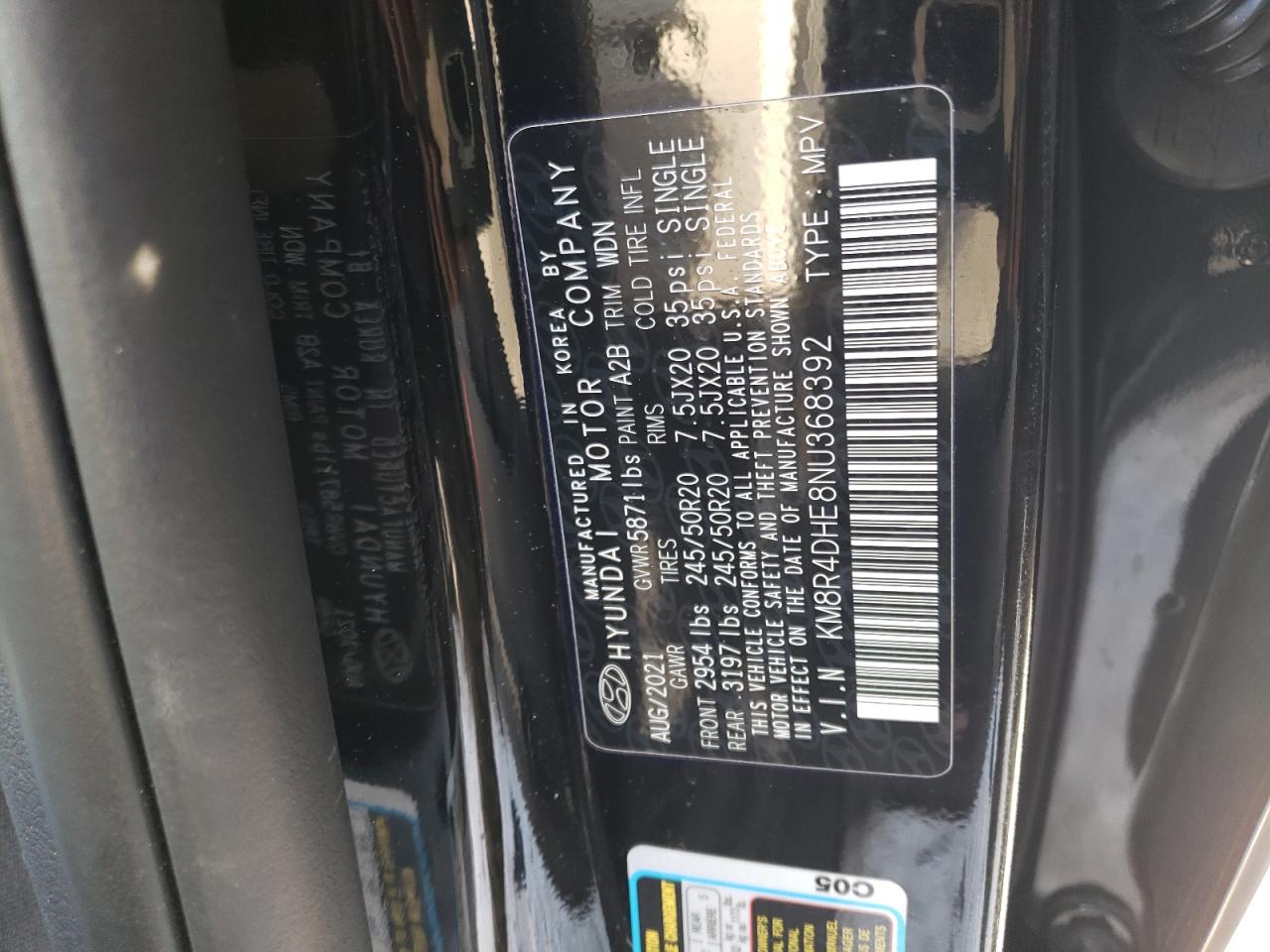 2022 Hyundai Palisade VIN KM8R4DHE8NU368392 Copart auction photo, front end damage thumbnail 13