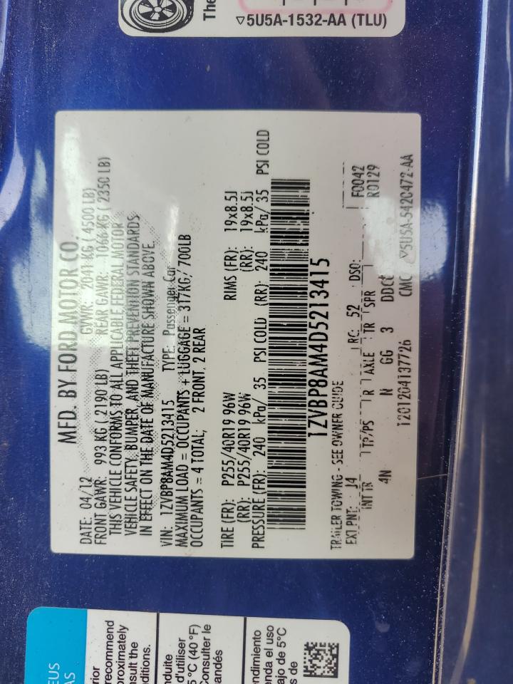 2013 Ford Mustang VIN 1ZVBP8AM4D5213415 Copart auction photo, front end damage thumbnail 12