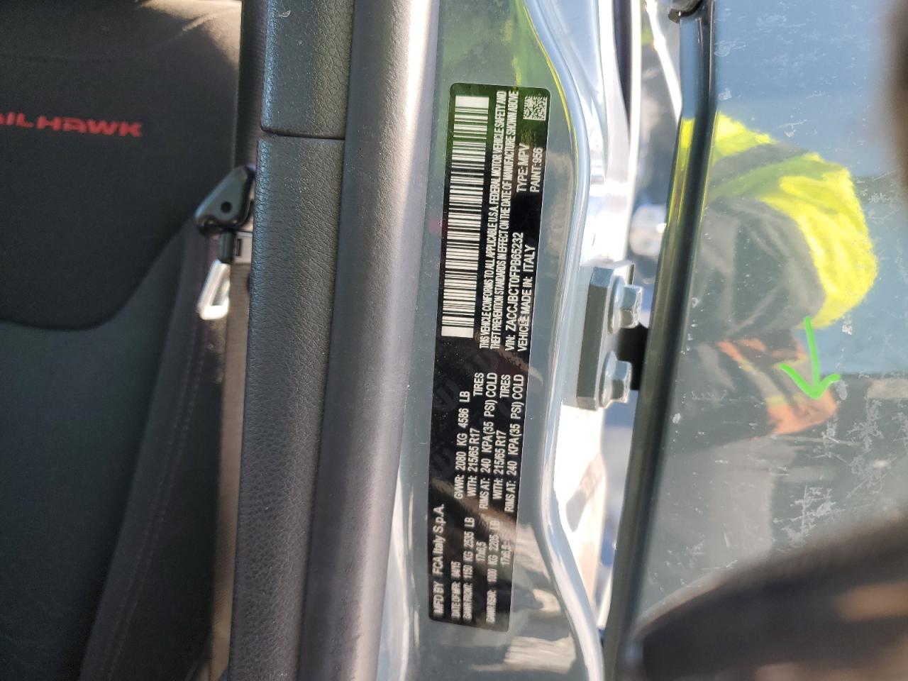 2015 Jeep Renegade VIN ZACCJBCT0FPB65232 Copart auction photo, side / rear end damage thumbnail 14
