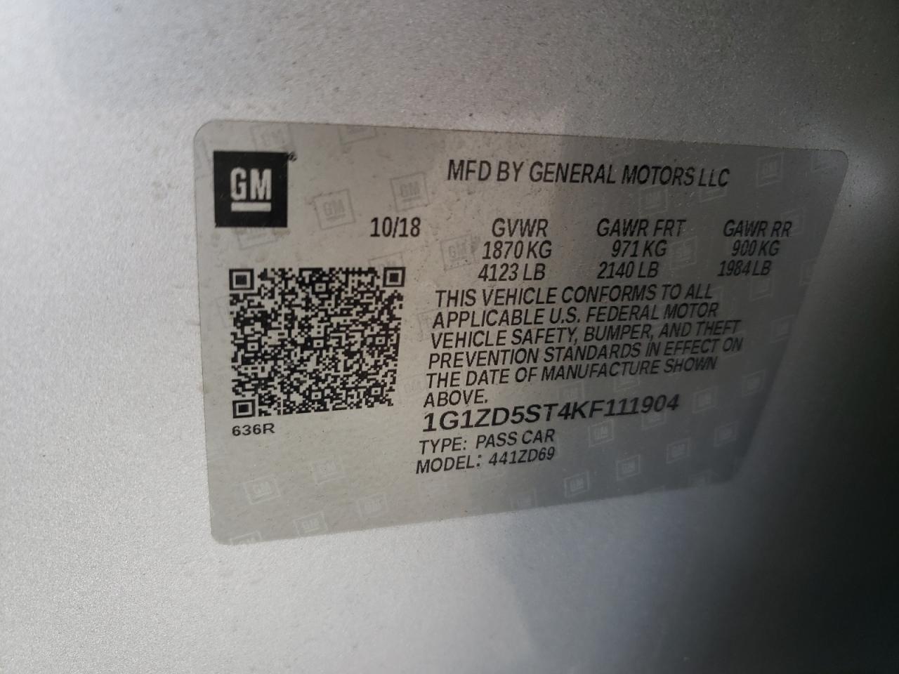 2019 Chevrolet Malibu VIN 1G1ZD5ST4KF111904 Copart auction photo, front end damage thumbnail 12