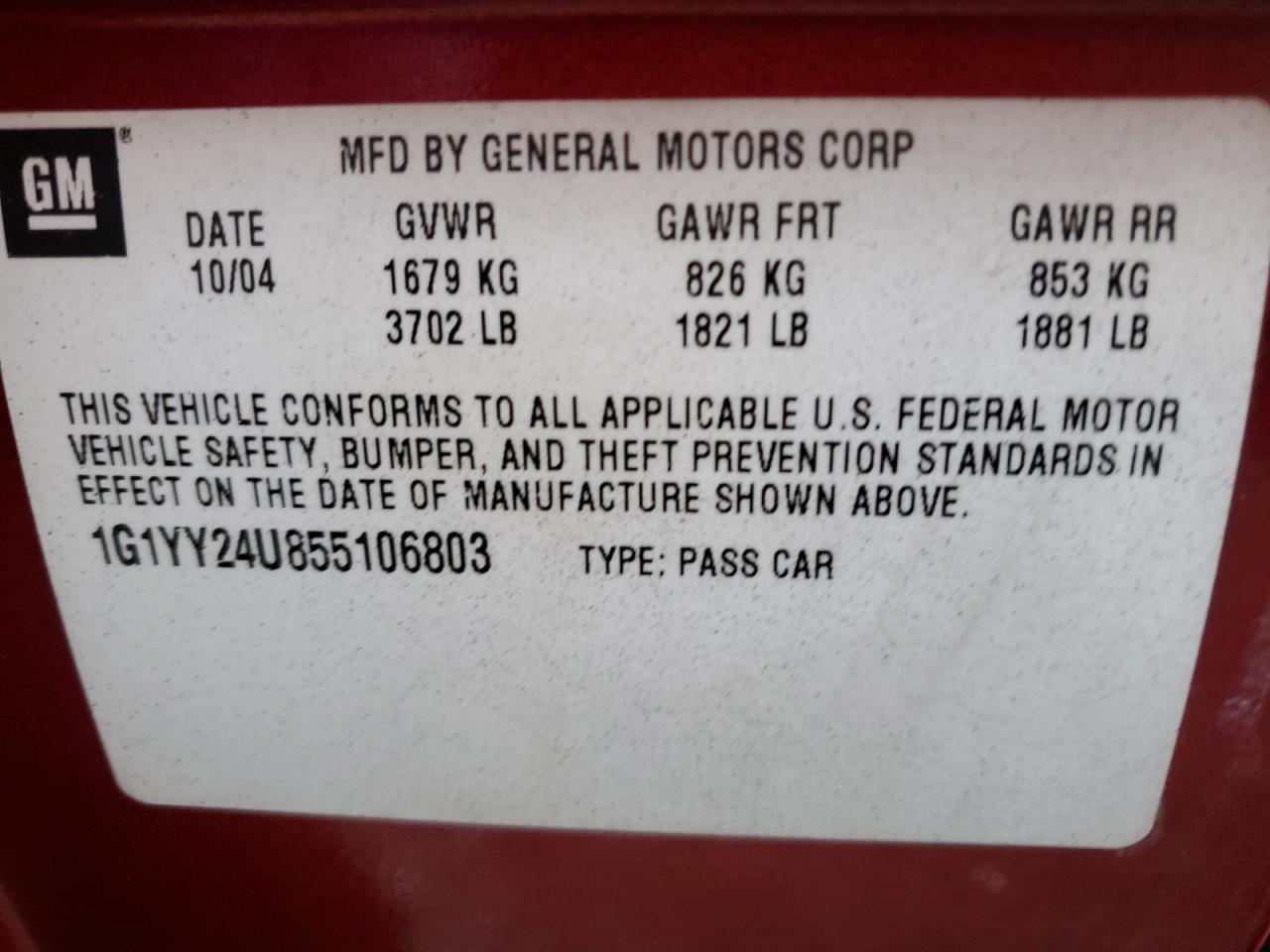2005 Chevrolet Corvette VIN 1G1YY24U855106803 Copart auction photo, undercarriage damage thumbnail 12