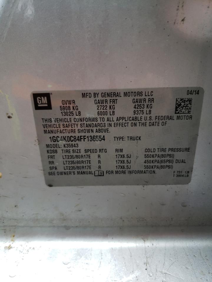 2015 Chevrolet Silverado VIN 1GC4K0C84FF136554 Copart auction photo, burn damage thumbnail 13