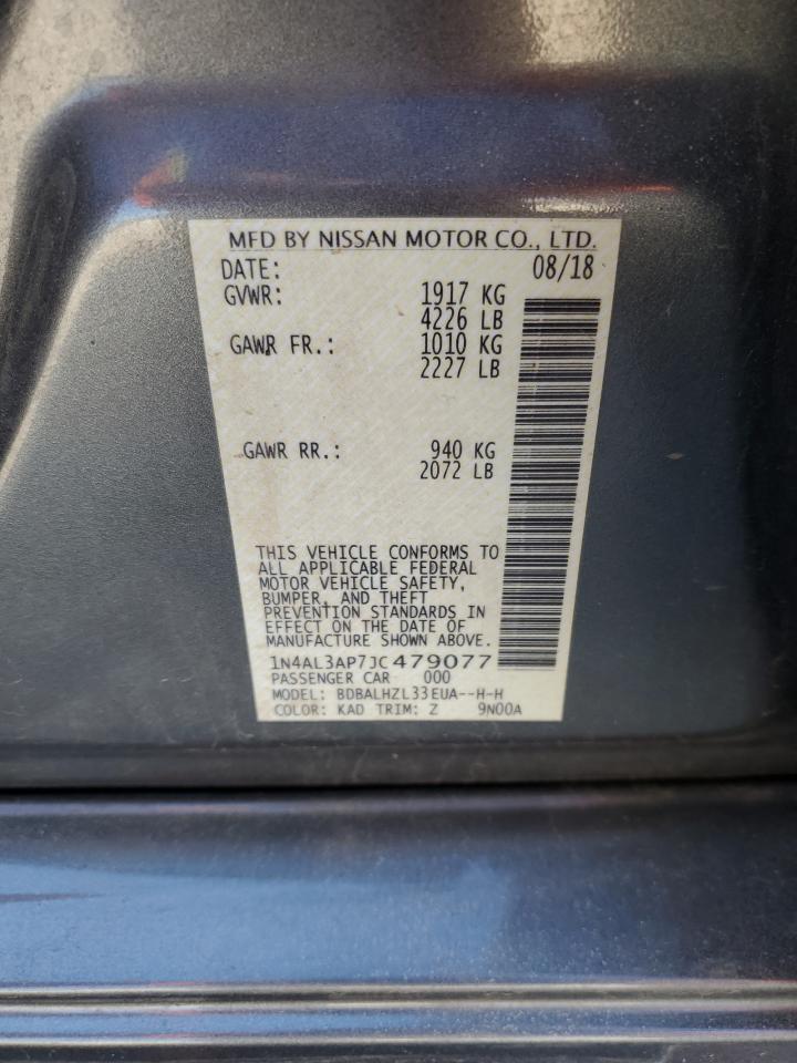 2018 Nissan Altima VIN 1N4AL3AP7JC479077 Copart auction photo, front end / side damage thumbnail 12