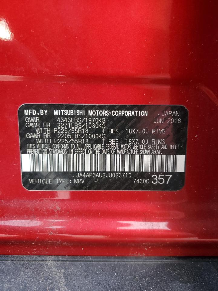 2018 Mitsubishi Outlander VIN JA4AP3AU2JU023710 Copart auction photo, rear end / side damage thumbnail 16
