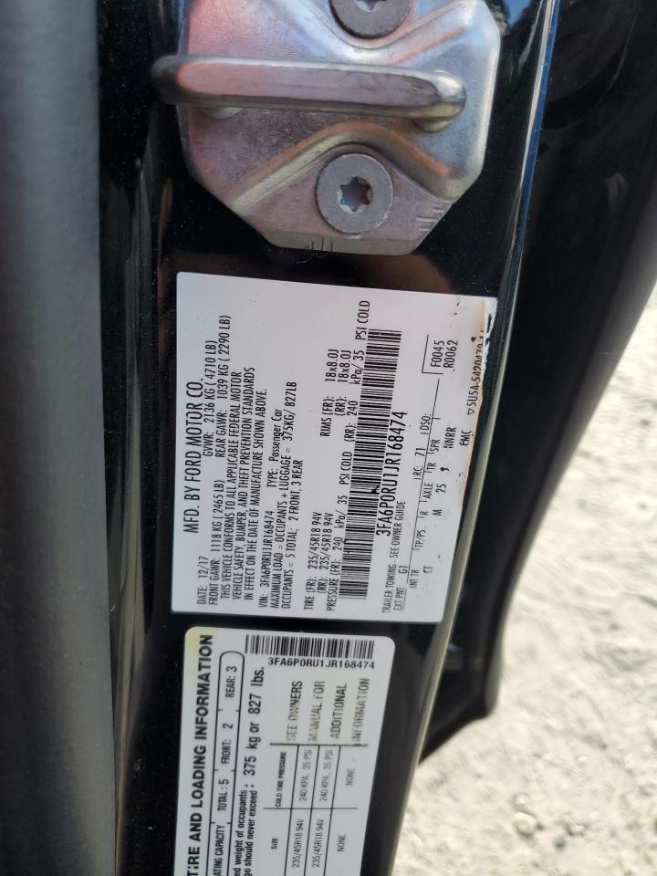2018 Ford Fusion VIN 3FA6P0RU1JR168474 Copart auction photo, front end damage thumbnail 14