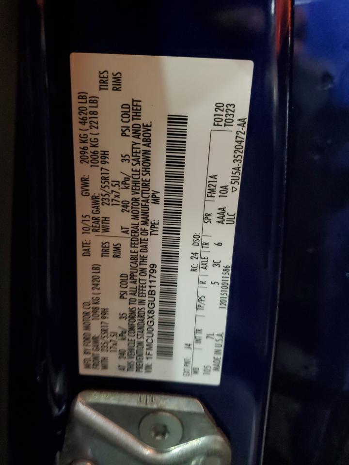 2016 Ford Escape VIN 1FMCU0GX8GUB11799 Copart auction photo, minor dent/scratches damage thumbnail 13