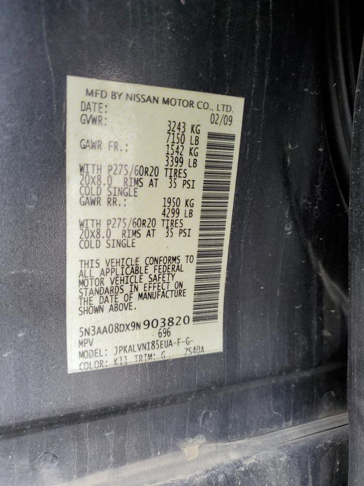 2009 Infiniti QX56 VIN 5N3AA08DX9N903820 Copart auction photo, front end damage thumbnail 15